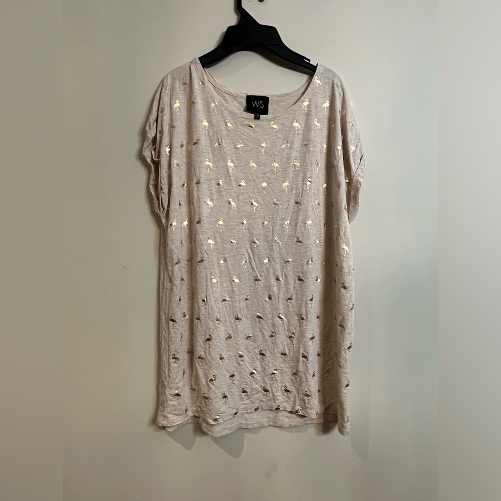 W5 Gold Foil  Flamingo Print T-Shirt size medium